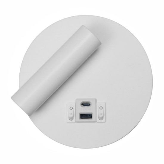 ΑΠΛΙΚΑ ΚΡΕΒΑΤΙΟΥ ΜΕ USB ΛΕΥΚΗ LED (OUTSIDE 6W 600 LUMEN +SPOT 3W 10⁰ 300 LUMEN 3000K)