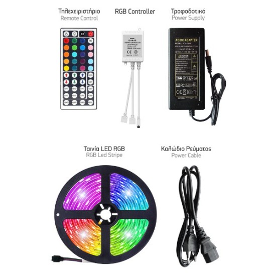 ΣΕΤ ΤΑΙΝΙA LED RGB WiFi 12V ΣΤΕΓΑΝΗ 14.4W 5m
