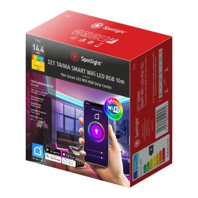 ΣΕΤ ΤΑΙΝΙA LED RGB WiFi 12V ΣΤΕΓΑΝΗ 14.4W 10m ΣΕΤ ΤΑΙΝΙA LED RGB WiFi 12V ΣΤΕΓΑΝΗ 14.4W 10m