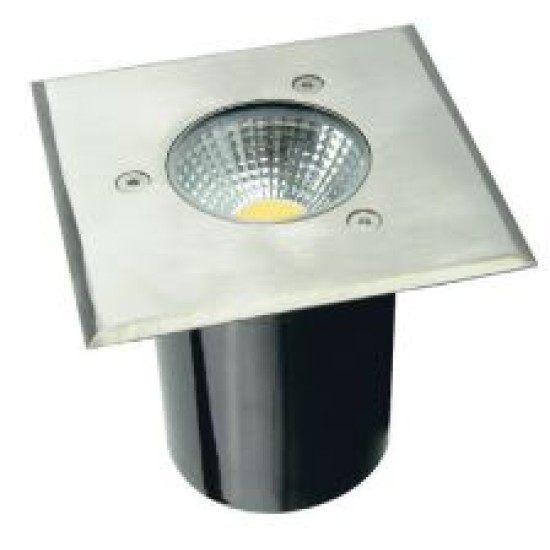 ^LED SQUARE COB INGROUND SPOT LUMINAIRE 7W 450LM 3000K 45° 230V AC IP67 RA80 30.000hrs