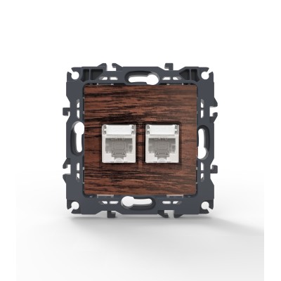 PRIME ΠΡΙΖΑ ΔΙΚΤΥΟΥ 2xRJ45 CAT6 UTP IP20 ΞΥΛΟ