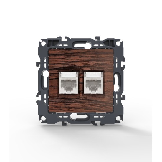 PRIME ΠΡΙΖΑ ΔΙΚΤΥΟΥ 2xRJ45 CAT6 UTP IP20 ΞΥΛΟ