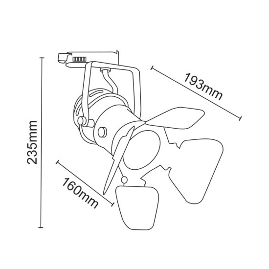 ^TRACK LIGHT No244 BLACK 4WIRE GU10