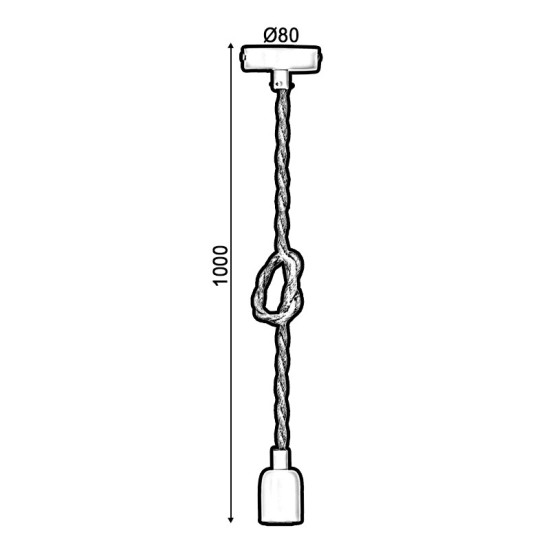 ΚΡΕΜΑΣΤΟ Φ/Σ 1ΧΕ27 ΜΑΥΡΟ ΜΕΤΑΛΛΟ+ΣΧΟΙΝΙ ΜΟΝΗΣ ΠΛΕΞΗΣ Η100CM