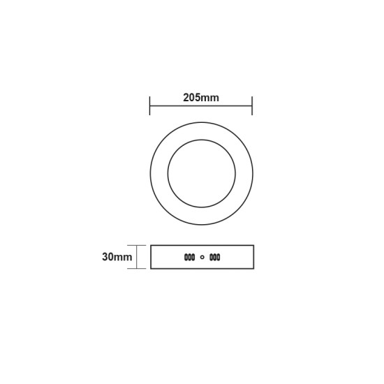 LED SLIM PANEL WHITE ROUND CEIL.18W 3000K 1620Lm Φ225 230V AC Ra80