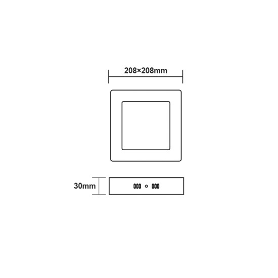 LED SLIM PANEL WHITE SQUARE CEIL.18W 6500K 1700Lm 225mm 230V AC Ra80