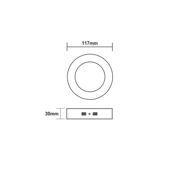 LED SLIM PANEL WHITE ROUND CEIL. 6W 3000K 400Lm Φ120 230V AC Ra80