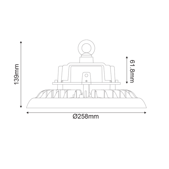 LED HIGH BAY ASTREK DIM 1-10V 100W 15.000LM 5000K 90° 230V AC IP65 Ra>80 50.000HRS