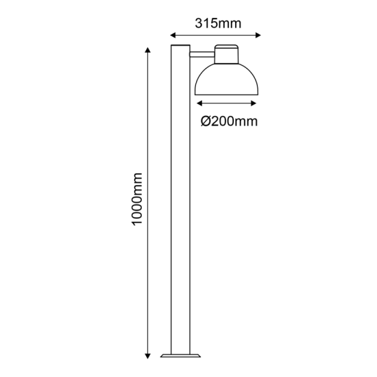 ^ΜΑΥΡΟ ΦΩΤΙΣΤΙΚΟ BERO 1XE27 MAX.10W LED IP44 ΜΕ ΚΟΛΩΝΑ & ΟΠΑΛ PC ΚΑΛΥΜΜΑ