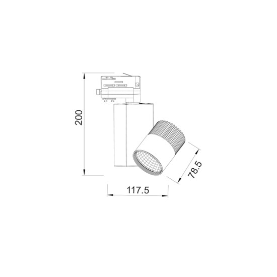 GREY LED TRACK LIGHT 15W 4000K 4WIRES 36° 1150LM 230V Ra80