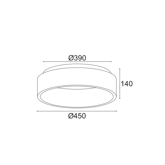 ^ΟΡΟΦΗΣ Φ/Σ LED 34W 3000K 1700LM ΜΑΥΡΟ ΜΕΤΑΛΛΙΚΟ D45XH14CM APOLLO