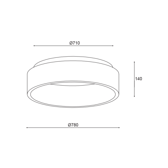 ^ΟΡΟΦΗΣ Φ/Σ LED 80W 3000K 4100LM ΜΑΥΡΟ ΜΕΤΑΛΛΙΚΟ D78XH14CM APOLLO