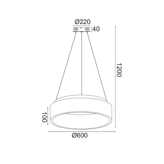 ^ΚΡΕΜΑΣΤΟ Φ/Σ LED 48W 3000K 2630LM ΜΑΥΡΟ ΜΕΤΑΛΛΙΚΟ D60XH120CM APOLLO