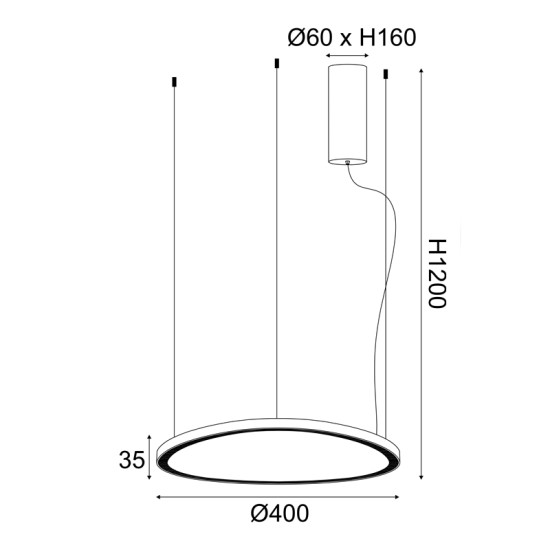 ΚΡΕΜΑΣΤΟ ΦΩΤΙΣΤΙΚΟ LED 36W 3000K 2700LM  ΜΑΥΡΟ ΑΛΟΥΜΙΝΙΟ IP20 D42XH120CM