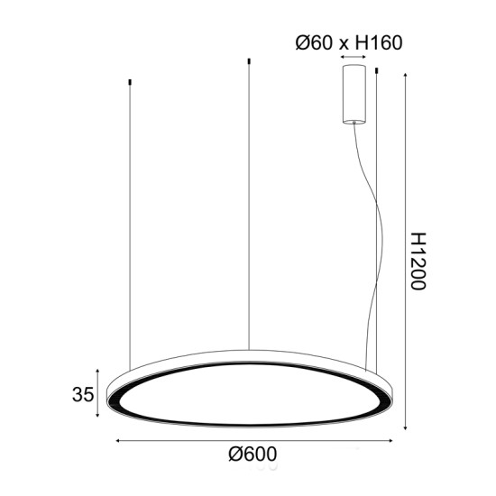 ΚΡΕΜΑΣΤΟ ΦΩΤΙΣΤΙΚΟ LED 54W 3000K 4000LM  ΜΑΥΡΟ ΑΛΟΥΜΙΝΙΟ IP20 D60XH120CM