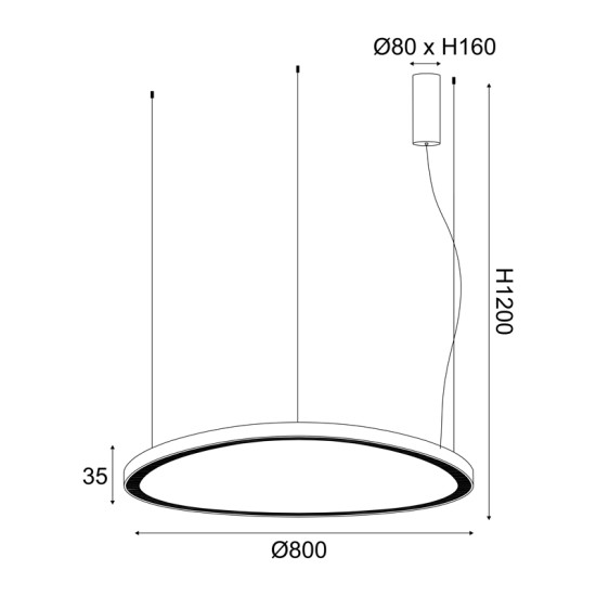 ΚΡΕΜΑΣΤΟ ΦΩΤΙΣΤΙΚΟ LED 74W 3000K 6500LM  ΜΑΥΡΟ ΑΛΟΥΜΙΝΙΟ IP20 D80XH120CM