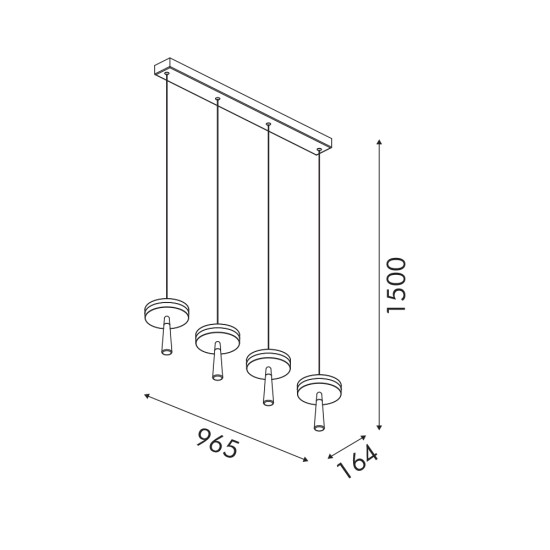 ΚΡΕΜΑΣΤΟ ΦΩΤΙΣΤΙΚΟ*4 SAND ΜΑΥΡΟ ΑΛΟΥΜΙΝΙΟΥ ASIAN-LED SMD 42W CCT 2730LM IP20 965X164X1500MM