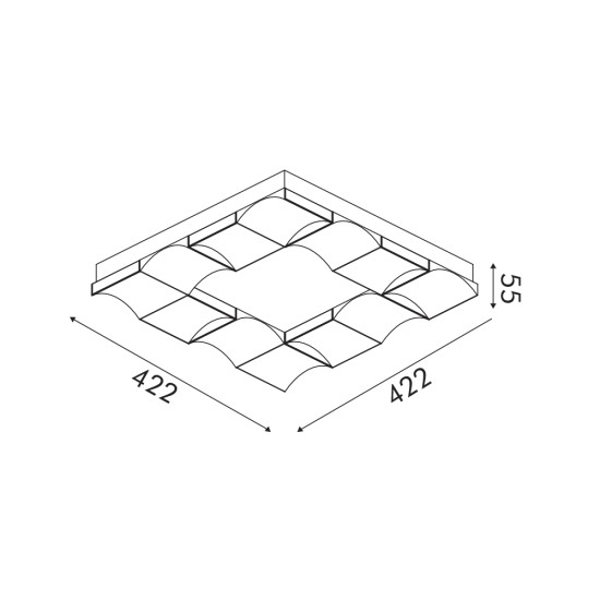 ΦΩΤΙΣΤΙΚΟ ΟΡΟΦΗΣ ΧΡΥΣΟ SAND ΛΕΥΚΟ ΑΛΟΥΜΙΝΙΟΥ CHESSY-LED SMD 63W CCT 3150LM IP20 422X422X55MM