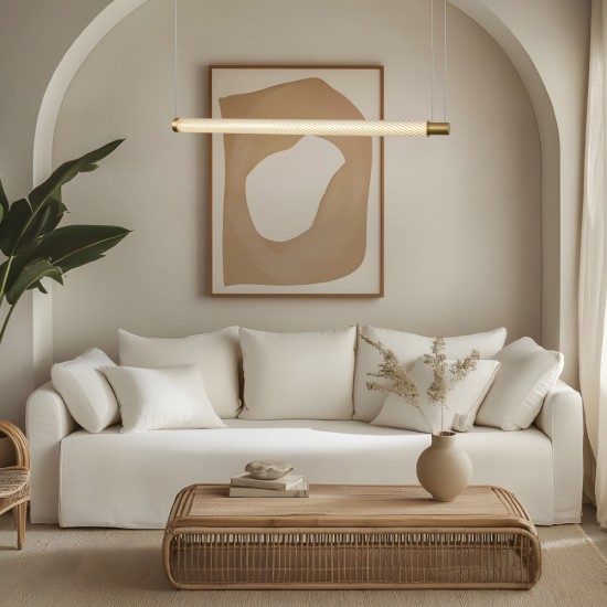 ΚΡΕΜΑΣΤΟ ΦΩΤΙΣΤΙΚΟ ΧΡΥΣΟ  ΑΛΟΥΜΙΝΙΟΥ MYSTIQUE- LED SMD 42W CCT 2520LM IP20 1175X45X2000MM