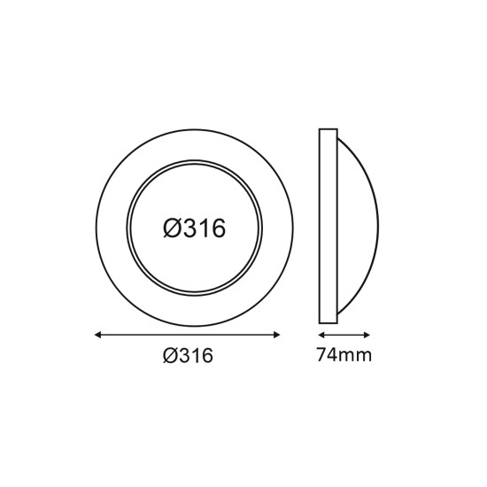 LED ΠΛΑΦΟΝ. CORDIN ΕΝΑΛΛΑΓΗΣ 16W 1920lm/14W 1680lm/8W 1000lm 220-240V 5CCT 120° IP65 Φ316x74mm ΜΑΥΡΟ