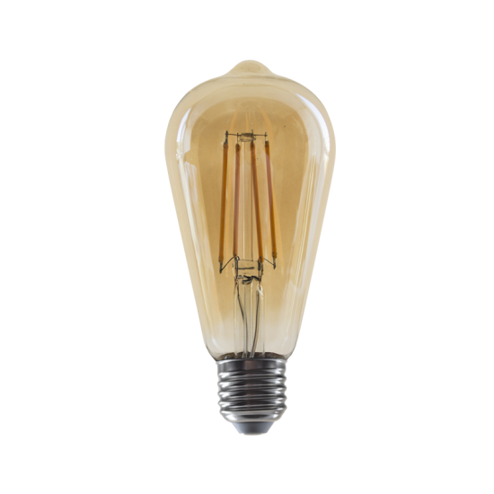 LED FILAMENT E27 ST64  AMBER 8W 2700K 230V AC 900LM RA80