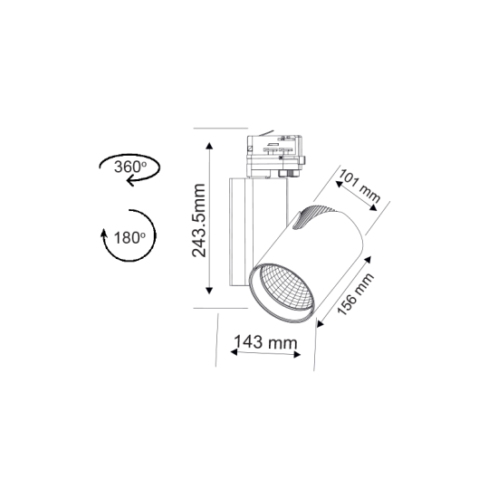 GREY LED TRACK LIGHT 35W 4.000K 4WIRES 24° 2570LM 230V Ra80