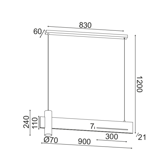 ^ΚΡΕΜΑΣΤΟ Φ/Σ LED 1XGU10+ 18W LED 3000K 1440LM ΑΠΟΧΡ.ΜΑΥΡΟΥ ΜΑΡΜΑΡΟΥ ΜΕΤ/ΚΟ 90Χ7ΧΗ120CM LINEA