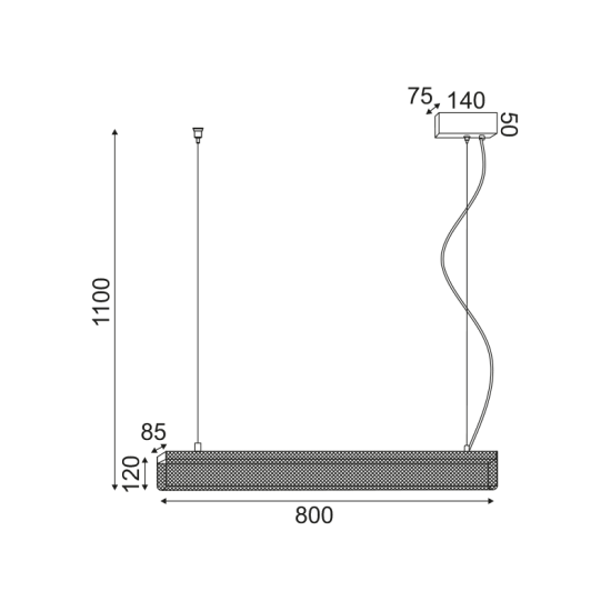 ^ ΚΡΕΜΑΣΤΟ Φ/Σ LED 11W 3000K 1180LM ΜΕΤ/ΚΟ ΜΑΥΡΟ 8,5Χ80ΧΗ110CM OFIS