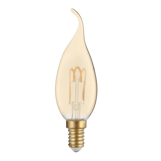 LED E14 CANDLE TIP AMBER 3W 2700K 230V AC 300° 200LM RA80