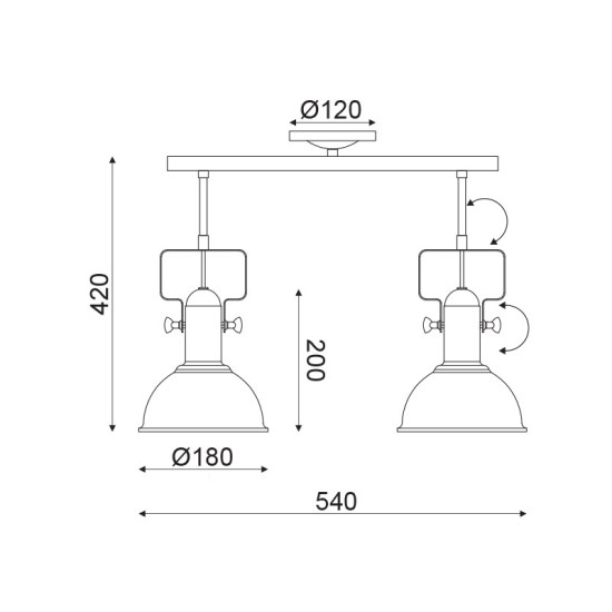 ^ΟΡΟΦΗΣ Φ/Σ 2ΧΕ27 ΜΕΤΑΛΛΙΚΟ ΜΑΥΡΟ Φ18X54XH41cm RIVIERA