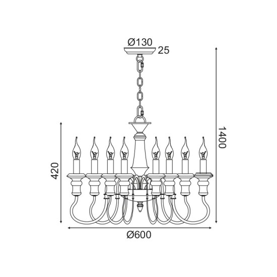 ^ΚΡΕΜΑΣΤΟ Φ/Σ 8ΧΕ14 ΑΝΤΙΚΕ/ΣΚΟΥΡΙΑ ΜΕΤΑΛΛΙΚΟ D60XH150CM TOULOUSE