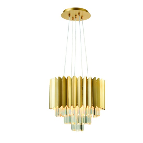 PENDANT LUMINAIRE 5XE14 CRYSTAL + BRASS METALLIC D40XH100CM EMPIRE