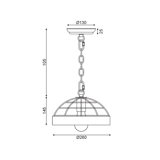 ^ΚΡΕΜΑΣΤΟ Φ/Σ 1ΧΕ27 ΞΥΛΟ+ΜΑΥΡΟ ΜΕΤΑΛΛΟ D26XH120CM TESLA