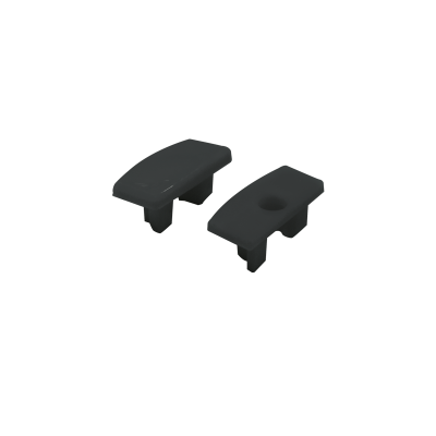 SET OF BLACK PLASTIC END CAPS FOR P109, 1PC WITH HOLE & 1PC WITHOUT HOLE 