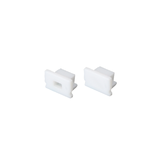 SET OF WHITE PLASTIC END CAPS FOR P127 1PC WITH HOLE & 1PC WITHOUT HOLE 