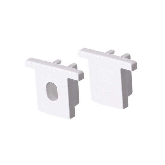 SET OF WHITE PLASTIC END CAPS FOR P160 1PC WITH HOLE & 1PC WITHOUT HOLE 