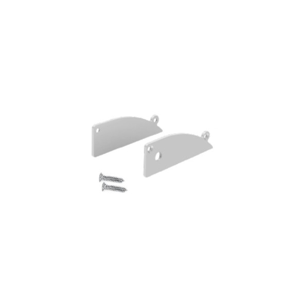 SET OF SILVER PLASTIC END CAPS FOR P173, 1 WITHOUT HOLE & 1 WITH HOLE