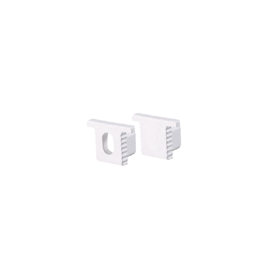 SET OF WHITE PLASTIC END CAPS FOR P189 1PC WITH HOLE & 1PC WITHOUT HOLE 