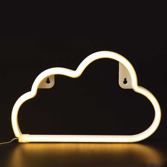 CLOUD, 48 NEON LED LIGHTS WITH BATTERY (3xAA)/USB, WARM WHITE, IP20, 29.5x2x18.5cm