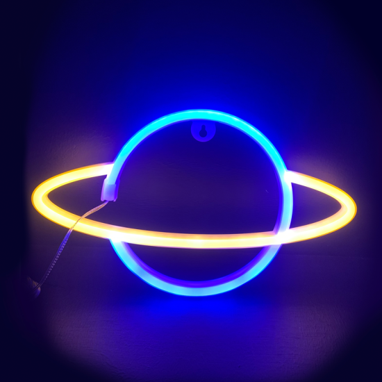 CELESTIAL BODY, 116 NEON LED LIGHTS WITH BATTERY (3xAA)/USB, GOLD & BLUE, IP20, 17.5x2x30cm