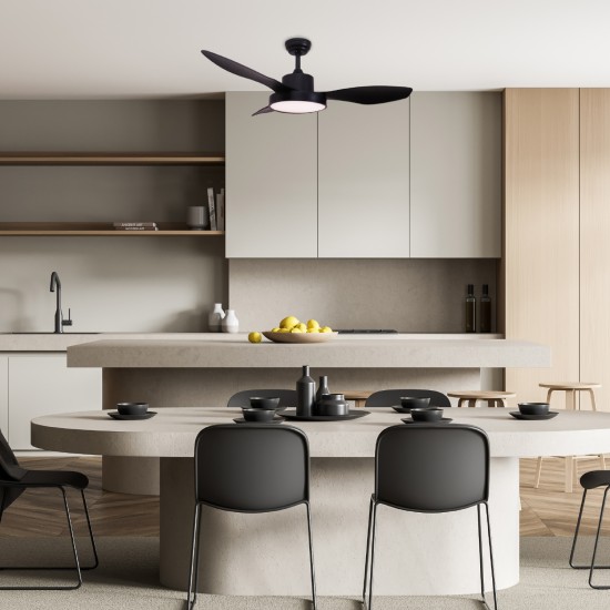 ΑΝΕΜΙΣΤΗΡΑΣ ΟΡΟΦΗΣ ΜΕ ΦΩΣ DIM MΑΤ ΜΑΥΡΟ 3 ΠΤΕΡΥΓΙΑ ABS ΤΗΛΕΧΕΙΡΙΣΤΗΡΙΟ ΧΡΟΝΟΔΙΑΚΟΠΤΗΣ LED 22W 40W