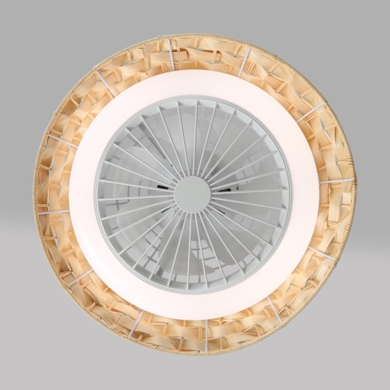 ΑΝΕΜΙΣΤΗΡΑΣ ΟΡΟΦΗΣ ΜΑΜΠΟΥ ΜΕ ΦΩΣ & 7  ΠΤΕΡΥΓΙΑ ΤΗΛΕΧΕΙΡΙΣΤΗΡΙΟ & ΧΡΟΝΟΦΙΑΚΟΠΤΗ LED DC 11W CCT Φ450mm