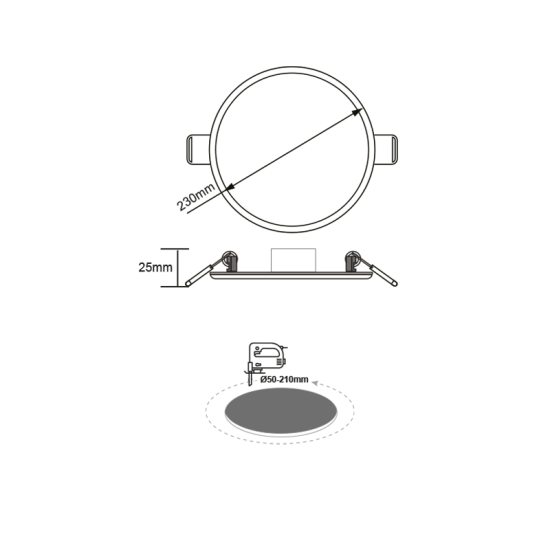 FLEX W ROUND LED SLMPANEL 19W 3000K 1480Lm 230V Φ50-210 120°