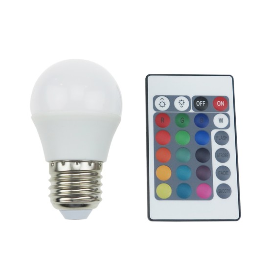 LED SMD BALL E27 230V 4W IR RGB+3000K 120° 300Lm Ra80