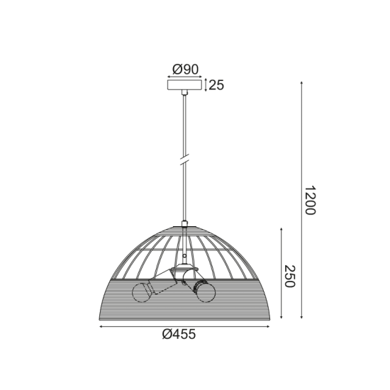 ^ΚΡΕΜΑΣΤΟ Φ/Σ 3ΧΕ27 ΡΑΤΑΝ+ΛΕΥΚΟ ΜΕΤΑΛΛΟ D46XH120CM ZORBAS