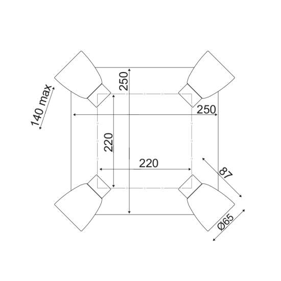 ^ΟΡΟΦΗΣ Φ/Σ 4ΧGU10 ΜΕΤΑΛΛΙΚΟ ΛΕΥΚΟ+ΞΥΛΟ 12,4X25Χ25CM MIYAGI