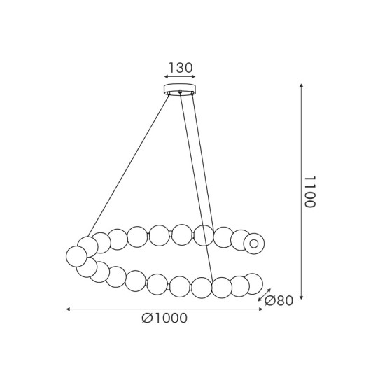 ΚΡΕΜΑΣΤΟ ΦΩΤΙΣΤΙΚΟ ΟΡΕΙΧΑΛΚΟ+ΛΕΥΚΟ/40W/3000lm/3000K/Ø1000xH1100