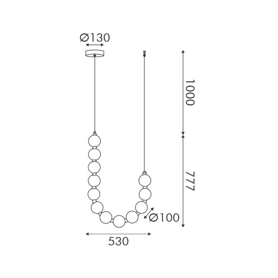 ΚΡΕΜΑΣΤΟ ΦΩΤΙΣΤΙΚΟ ΟΡΕΙΧΑΛΚΟ+ΛΕΥΚΟ/18W/1500lm/3000K/L1285xH1270