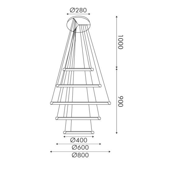 ΚΡΕΜΑΣΤΟ ΦΩΤΙΣΤΙΚΟ ΜΑΥΡΟ+ΛΕΥΚΟ/80W/CCT/6400lm/Ø800xH600-Ø400xH1900