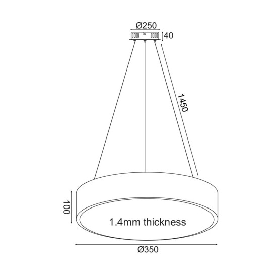 ΚΡΕΜΑΣΤΟ Φ/Σ LED 32W 3180LM CCT ΜΑΥΡΟ ΜΕΤ/ΚΟ D35XH140CM OPTIMUS